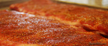 Ribs marinating in the spices