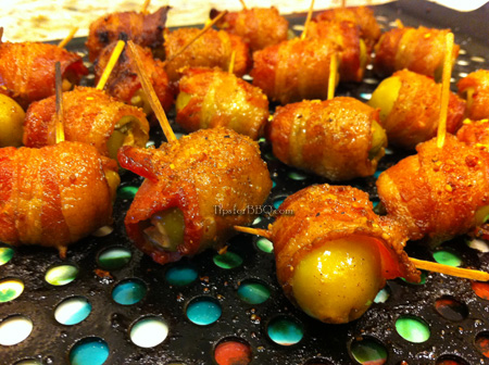 Bacon Wrapped Olives (a.k.a., Greek Poppers)