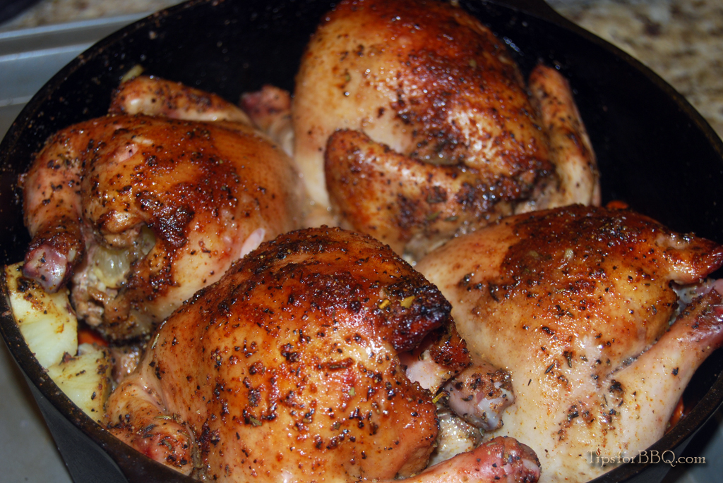 Dutch Oven Cornish Hens and Potatoes