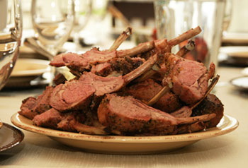 Rack of Lamb on the dinner table